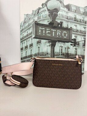 Michael Kors 35S1GTVC3B Jet Set Travel Small Logo Shoulder Bag with Pouches